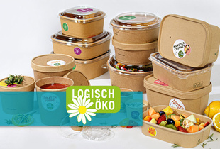 braune Lebensmittelverpackung, Lebensmittel in Verpackung, Logisch Öko 