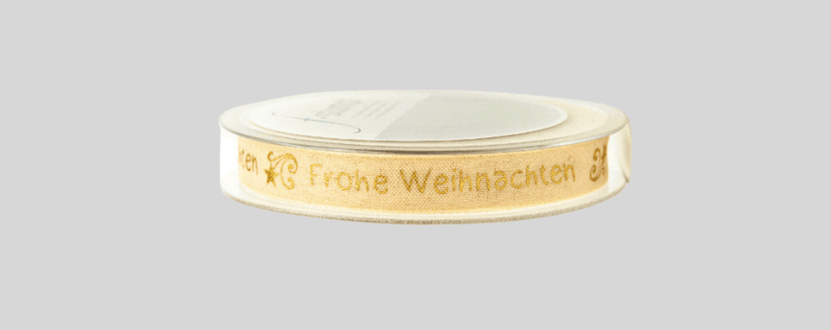 Stoffband Frohe Weihnachten 15mm x 20m Stoffband Frohe Weihnachten 15mm x 20m